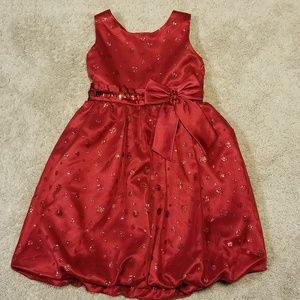 SALE! Crimson Red Dress w/Glitter Red Dots